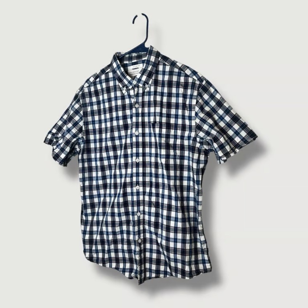 Old Navy Mens The Classic Shirt Blue White Check Button Down Size Large
